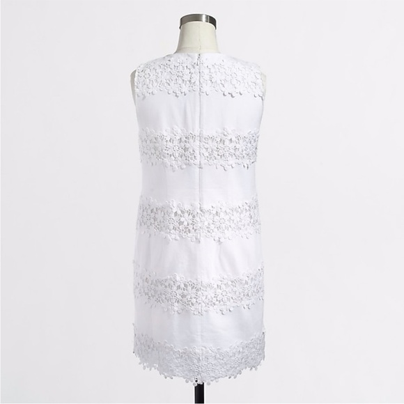 J. Crew White Crochet Floral Lace Stripe Shift Mini Dress - 2 - Picture 5 of 15